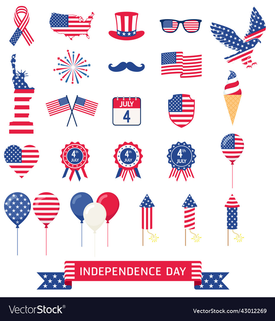 American independence day icons vector image American independence day icons