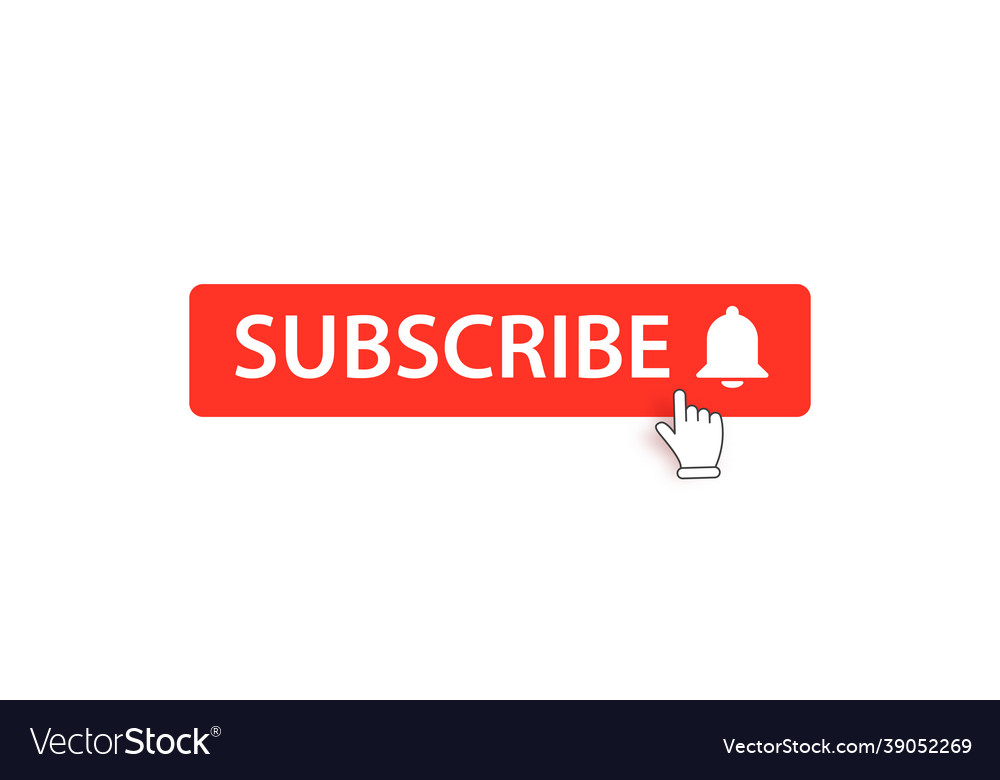 Flat subscribe button with ring bell isolated Vector Image