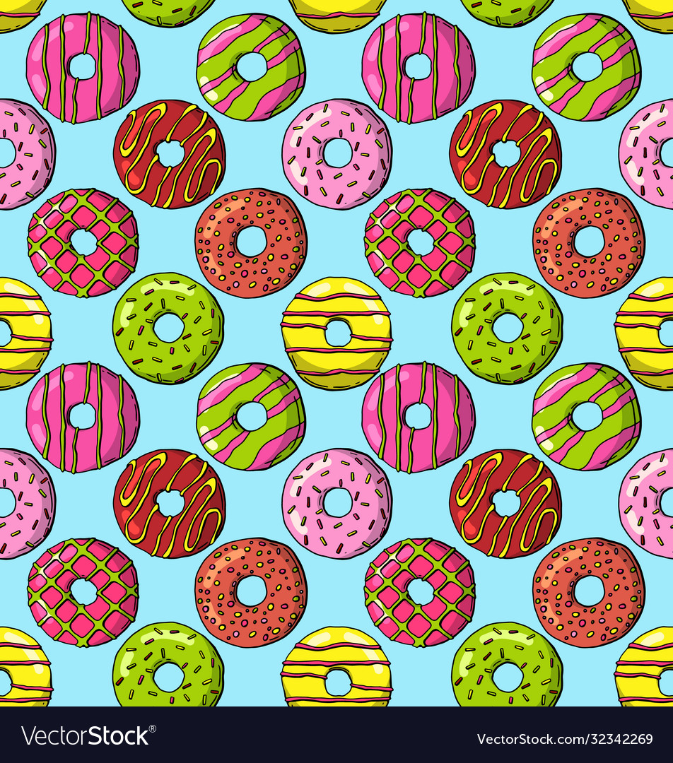 Glazed doughnut set isolated donuts with glaze Vector Image