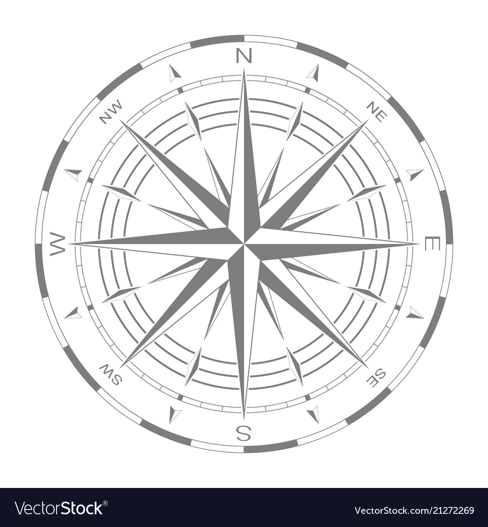 Icon with compass rose Royalty Free Vector Image