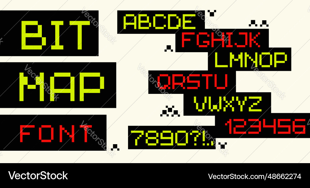 8 bit retro pixel font arcade game alphabet Vector Image