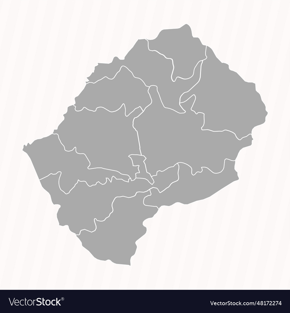 Detailed map of lesotho with states and cities Vector Image