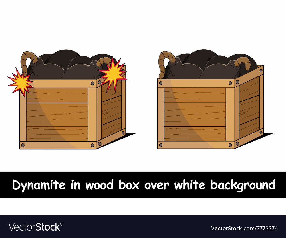Dynamite in box over white background vector image