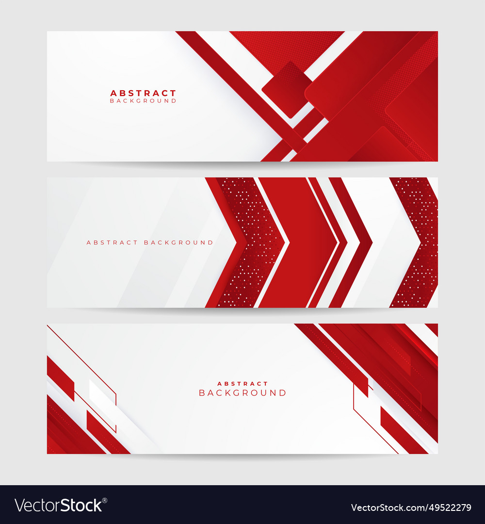 Abstract red and white grey tech geometric banner Vector Image