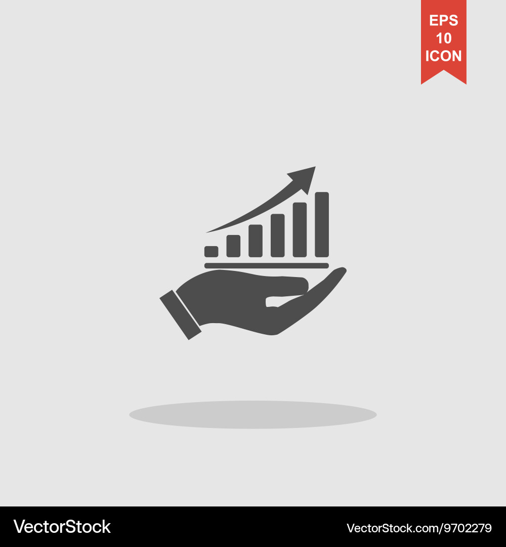 Chart icon with hand flat Royalty Free Vector Image