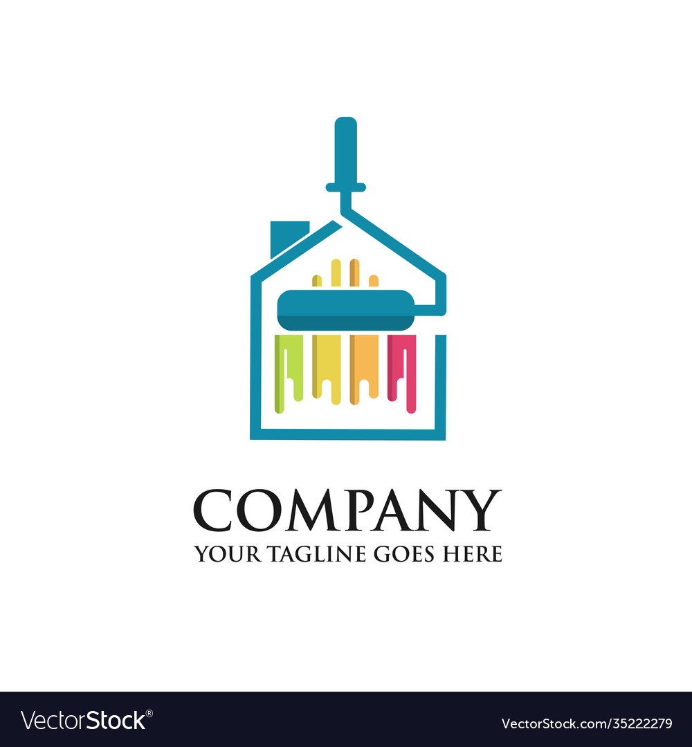 Colorful paint house logo design Royalty Free Vector Image