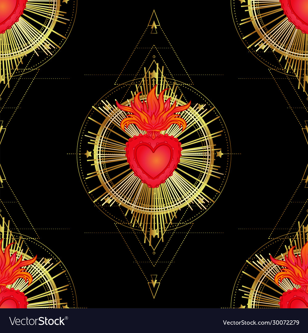 Seamless pattern sacred heart jesus Royalty Free Vector