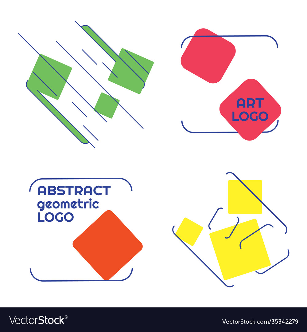 Set rectangle logos with lines isolated Royalty Free Vector