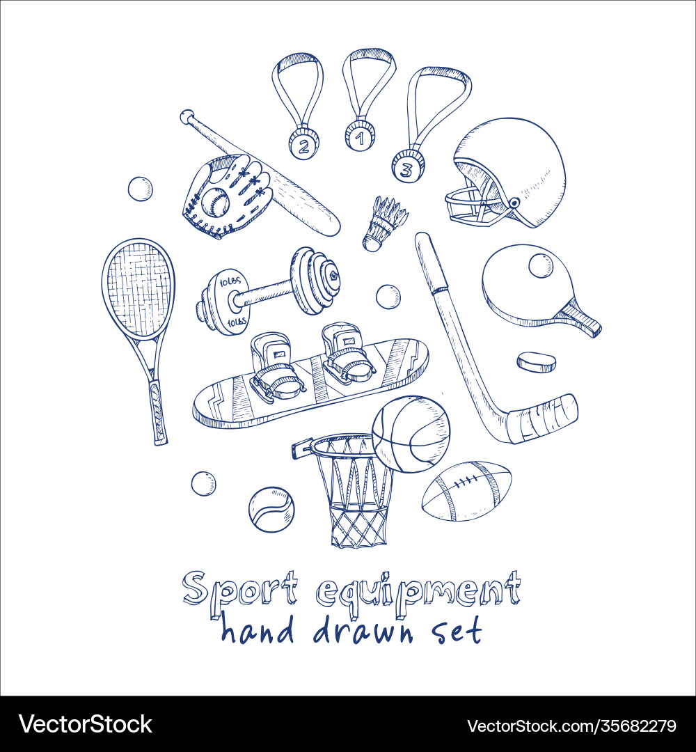 Sport doodles elements background Royalty Free Vector Image