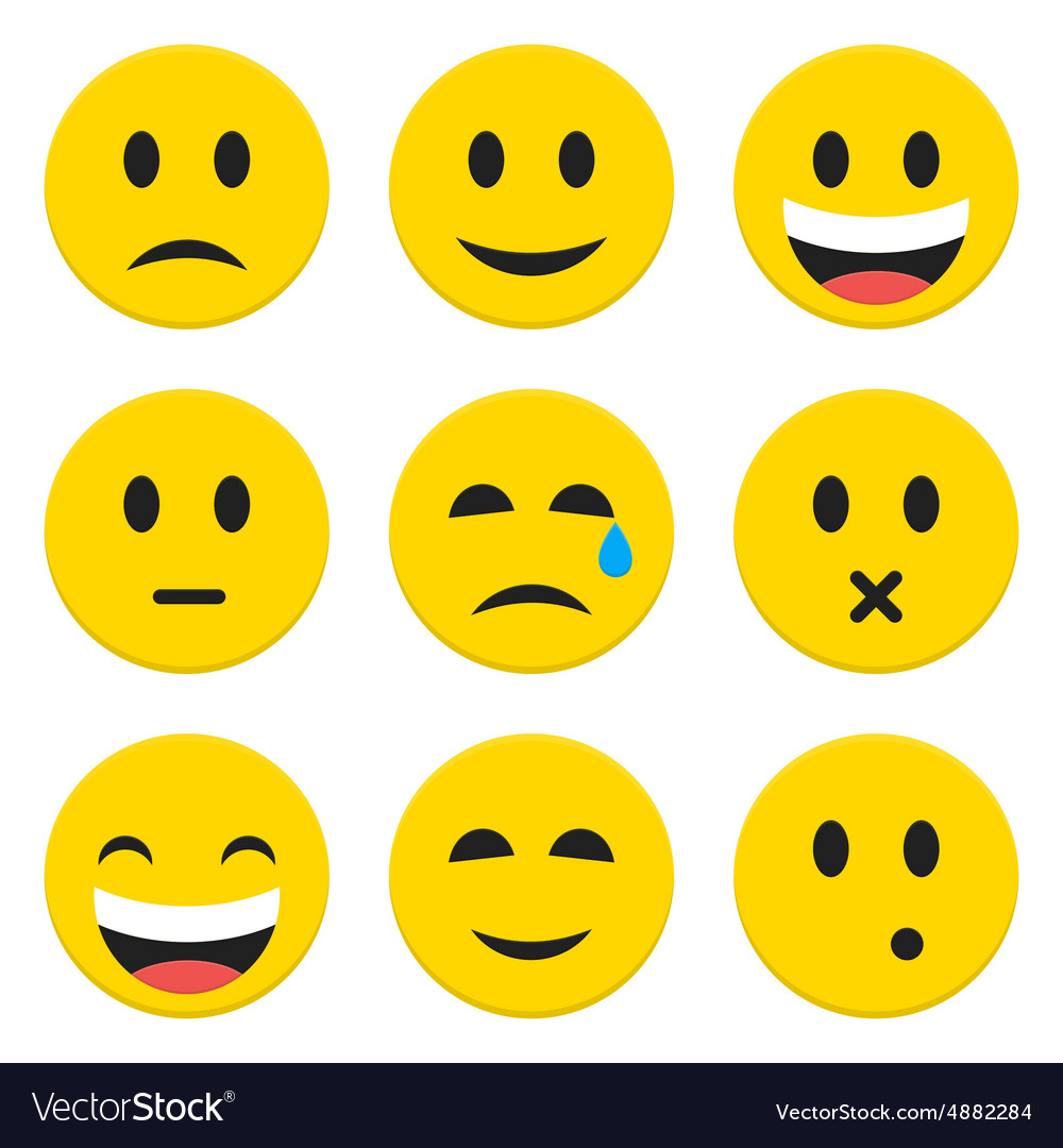 Character Emotions Happy And Sad Icons Set Vector Image