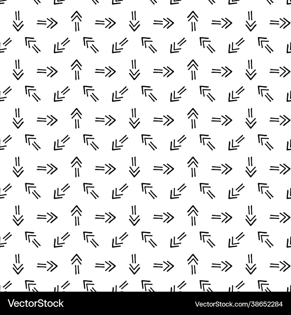 Creative seamless arrow pattern - hand drawn Vector Image