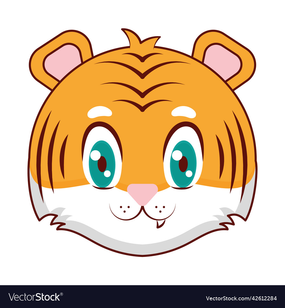 Cute tiger face Royalty Free Vector Image - VectorStock