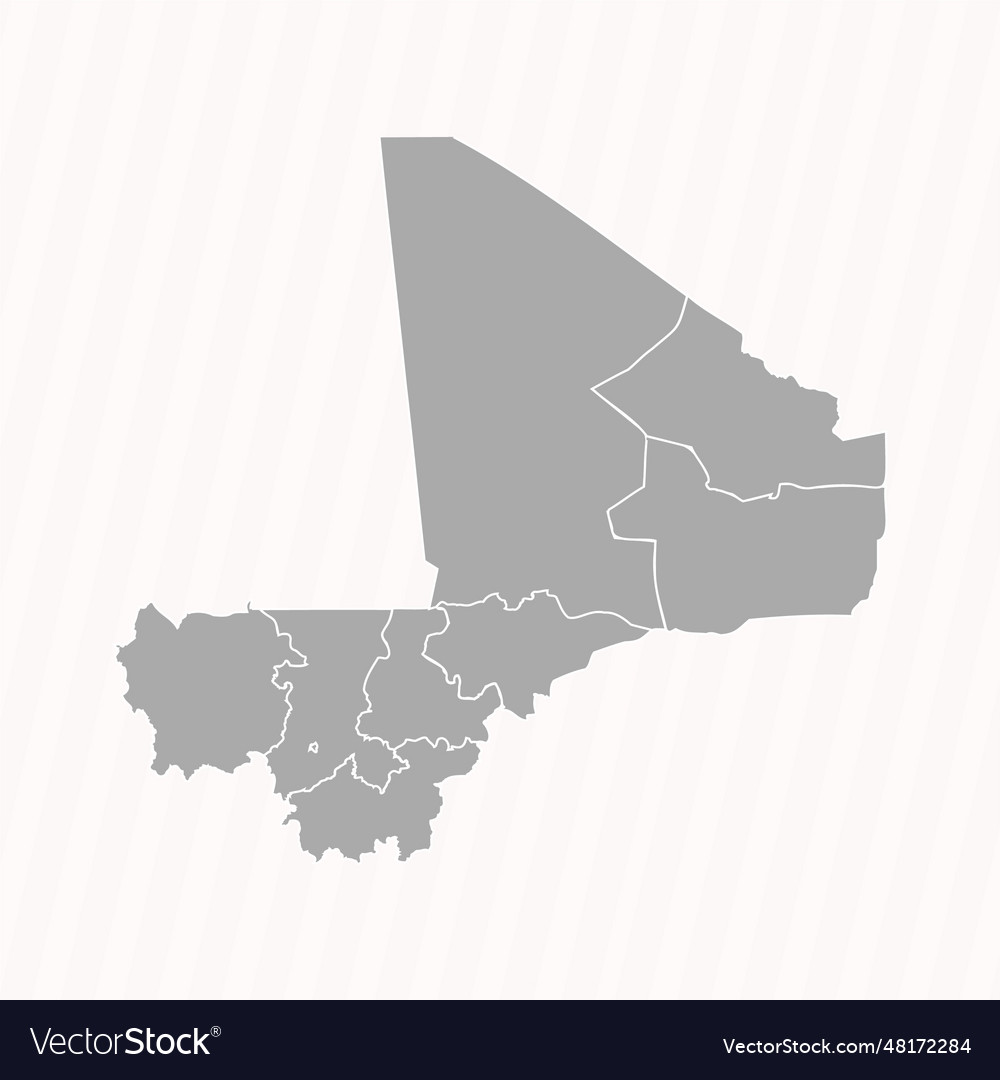 Detailed map of mali with states and cities Vector Image