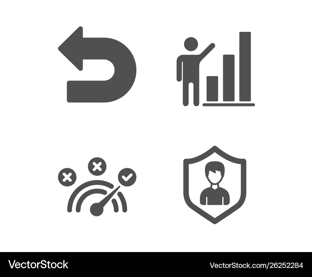 Graph chart undo and correct answer icons Vector Image
