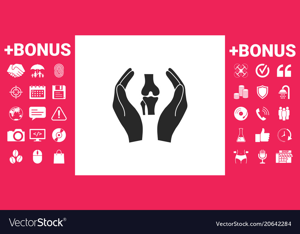 Hands holding knee-joint - protection icon Vector Image