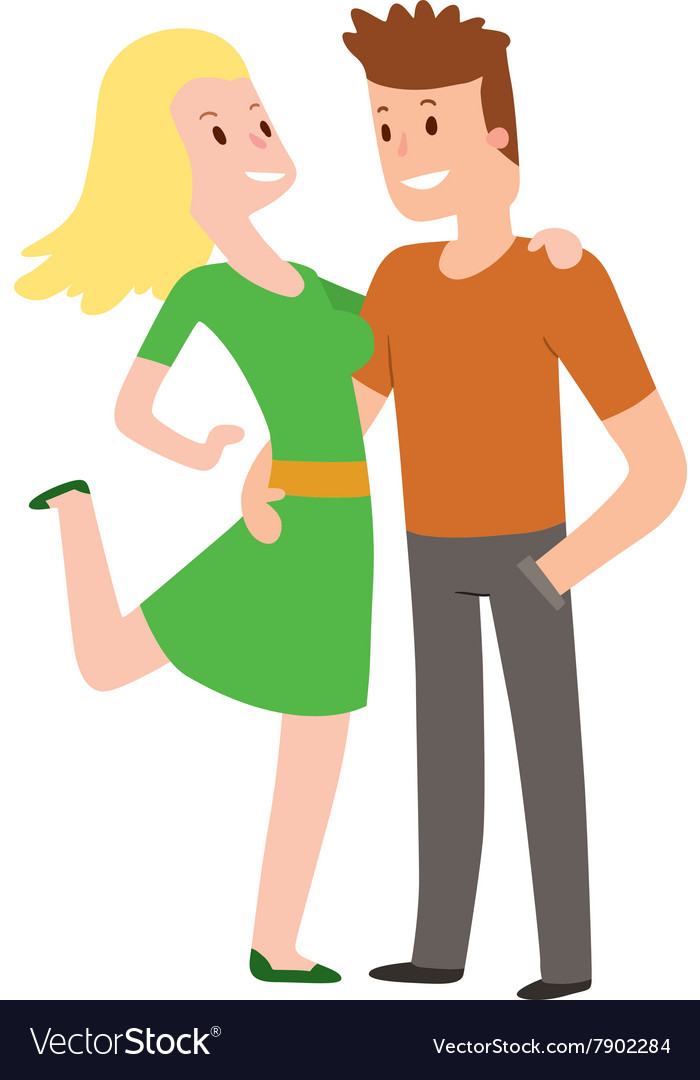 Vector man and woman couple in a romantic relationship, first love