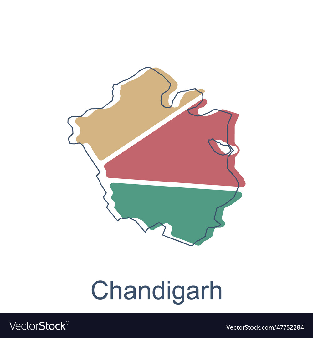 Map of chandigarh design with black outline Vector Image