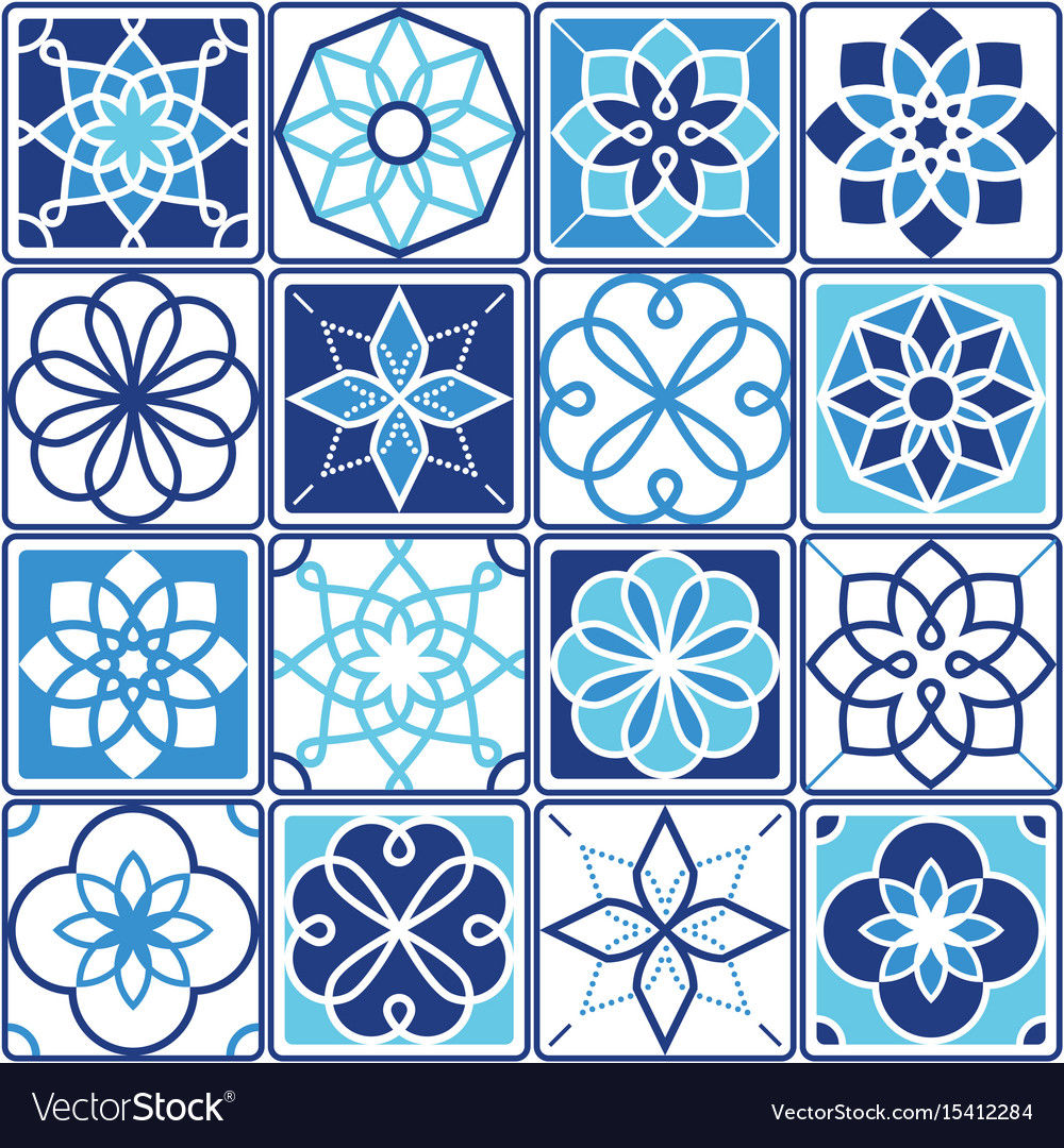 portuguese azulejo tiles design seamless geometri vector image