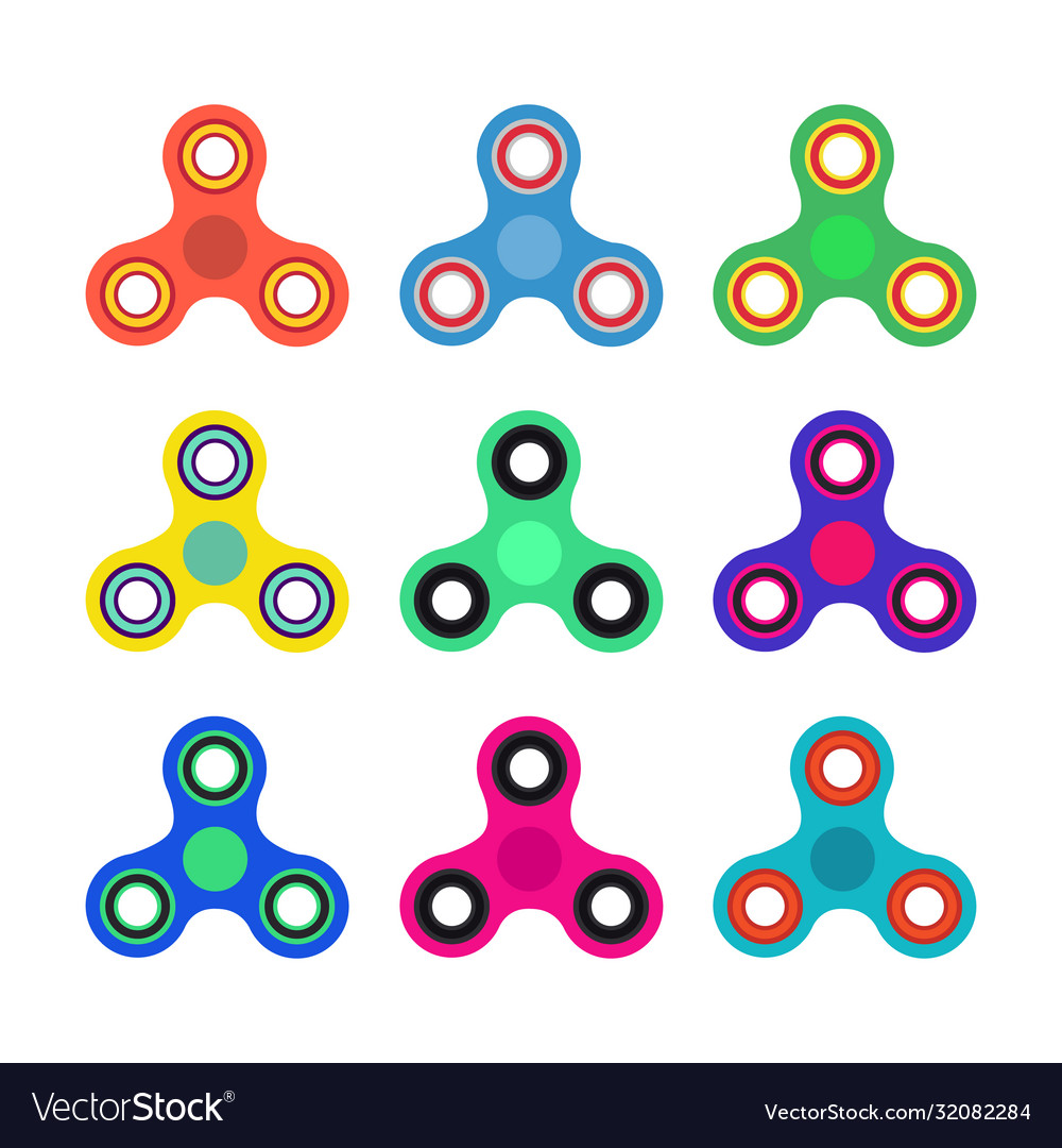 Set hand spinner toys in flat and cartoon Vector Image