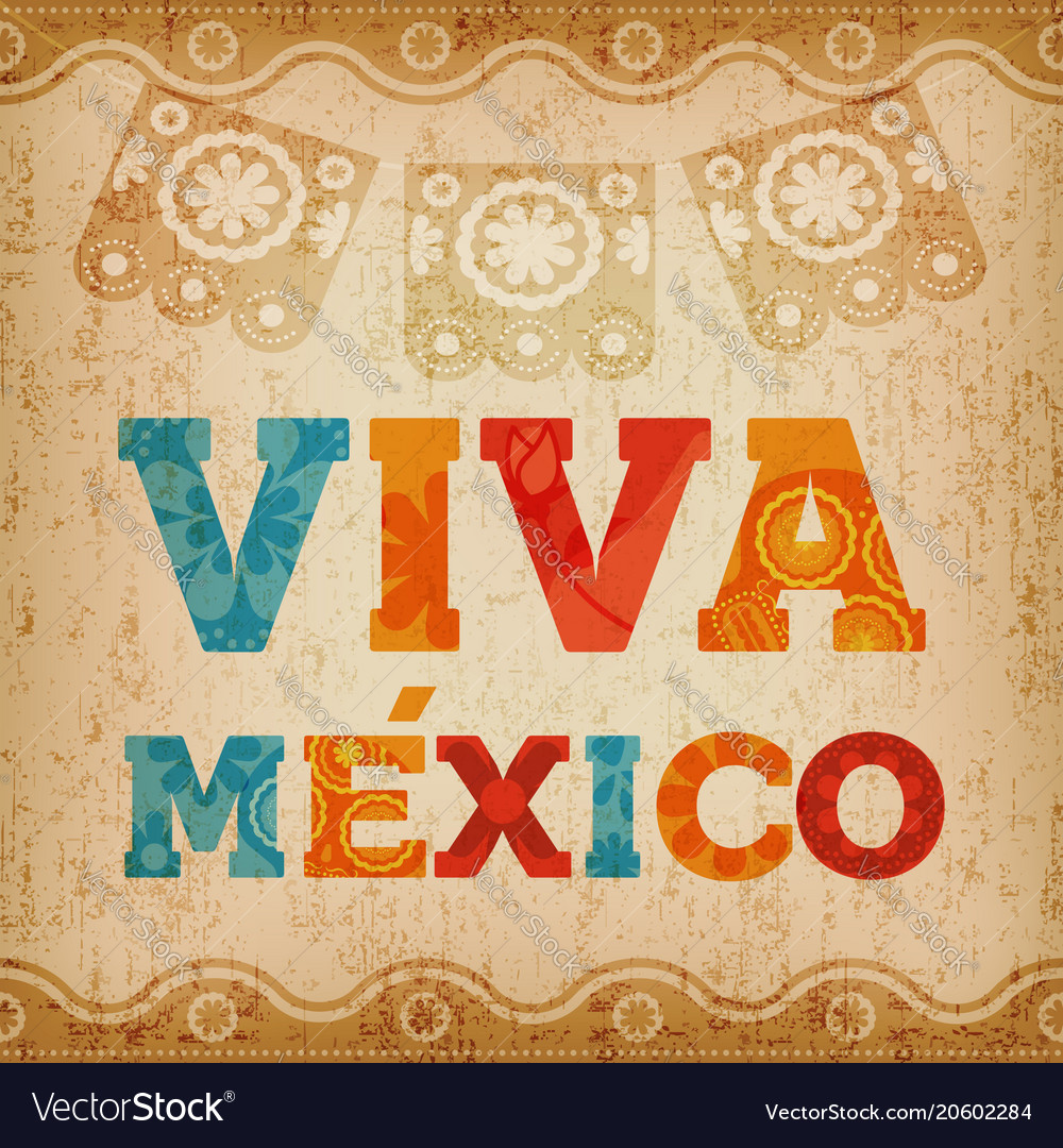 Viva mexico quote greeting card for holiday event Vector Image