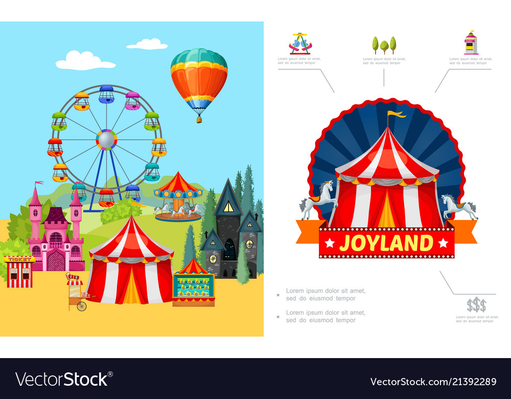 Cartoon amusement park concept Royalty Free Vector Image