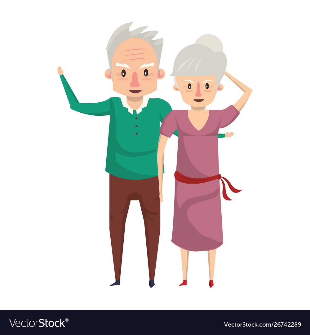 Grandparents senior old people cartoon Royalty Free Vector