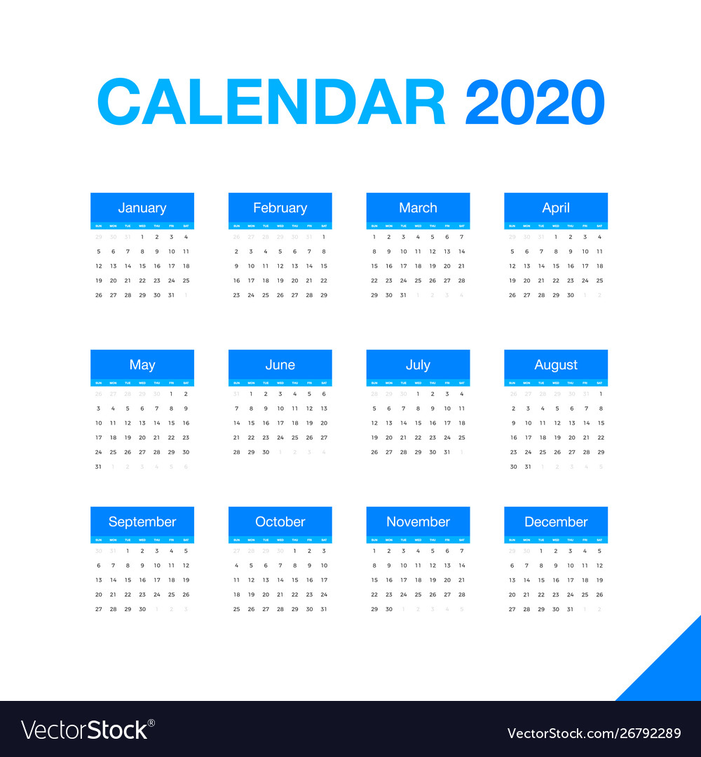 Minimalistic desk calendar 2020 year design Vector Image