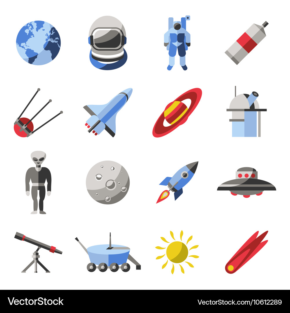 Space icon set Royalty Free Vector Image - VectorStock