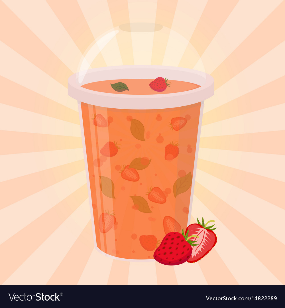 Strawberry detox drink cartoon flat style Vector Image