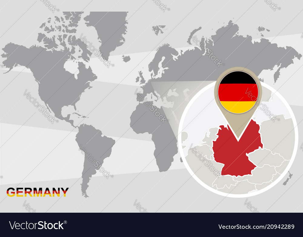 World map with magnified germany