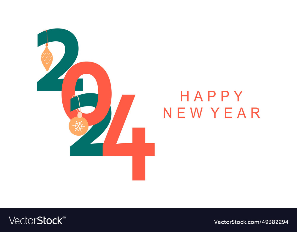 Greeting card happy new year 2024 celebration Vector Image