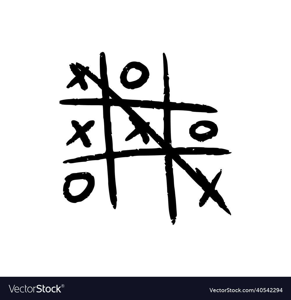 Hand Drawn Tic-tac-toe Elements Stock Vector - Illustration of