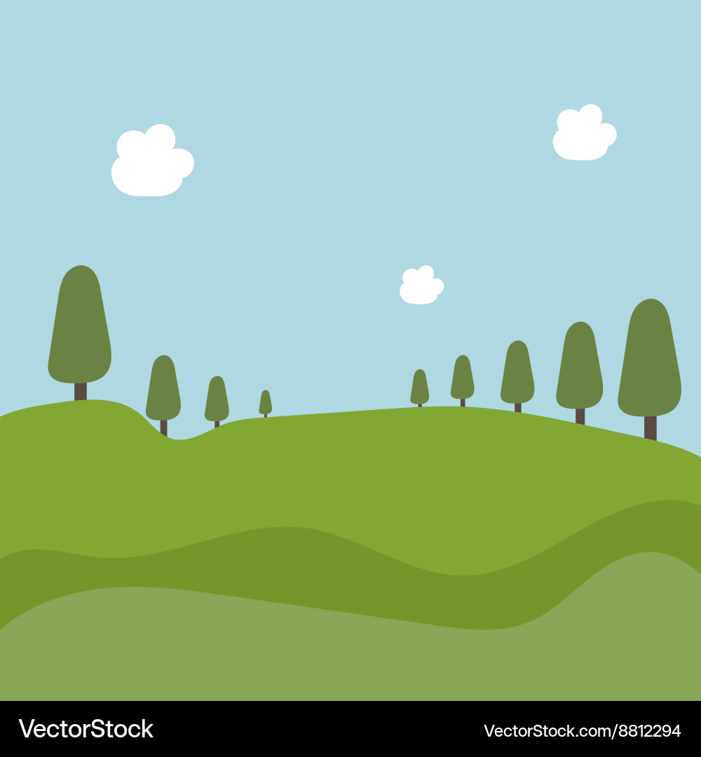 Landscape with trees and fields Royalty Free Vector Image