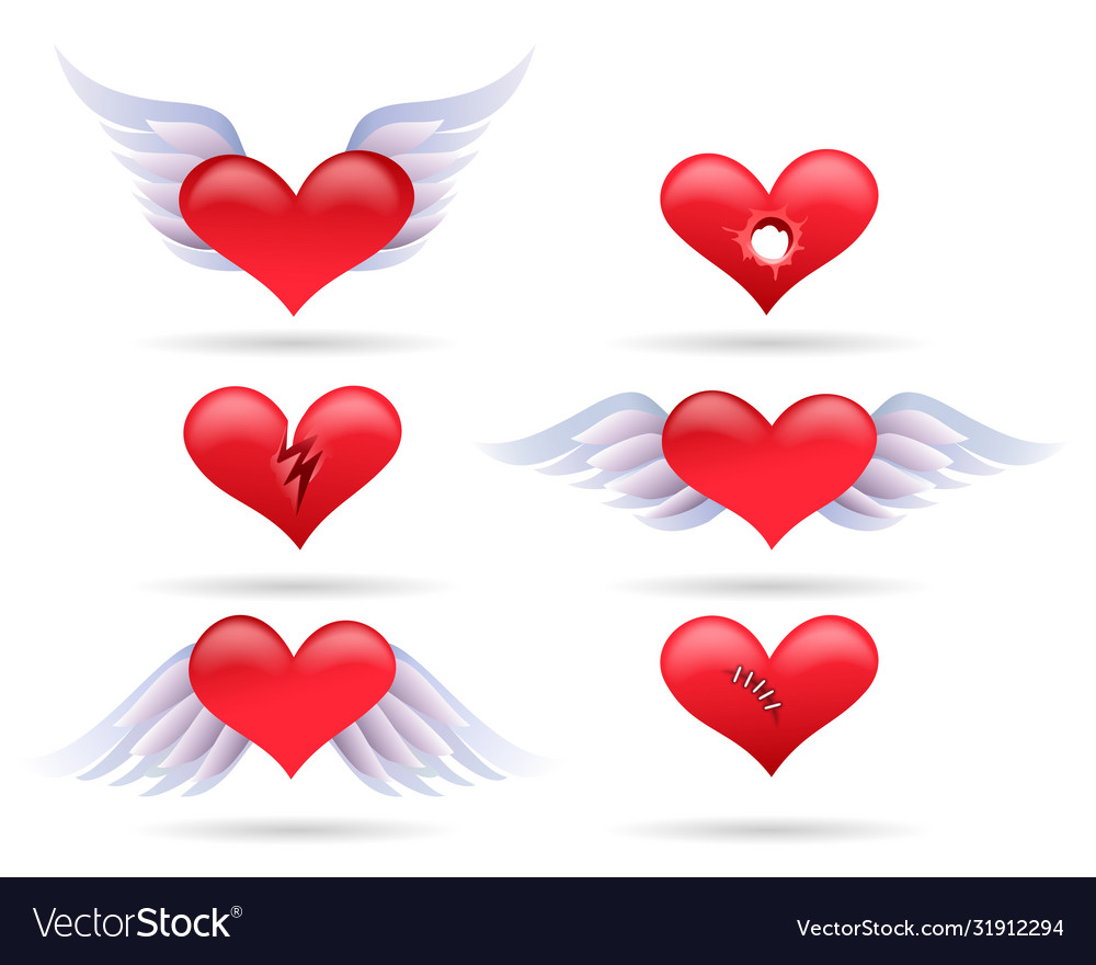 Set cartoon hearts vector image Set cartoon hearts