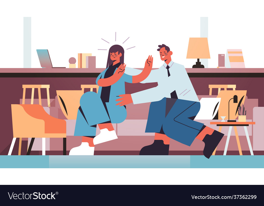 Businessman molesting female employee sexual vector image Businessman molesting female employee sexual