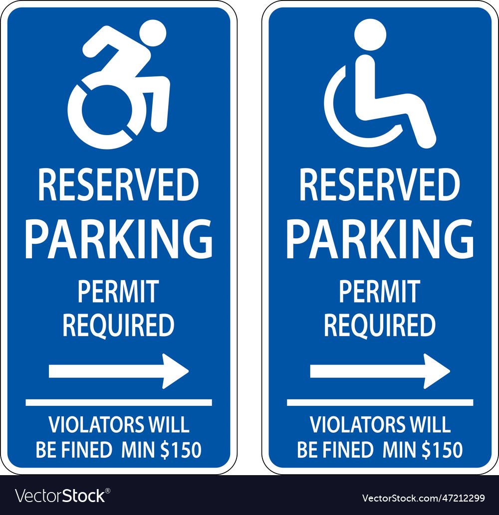 Handicap parking signright arrow sign on white Vector Image