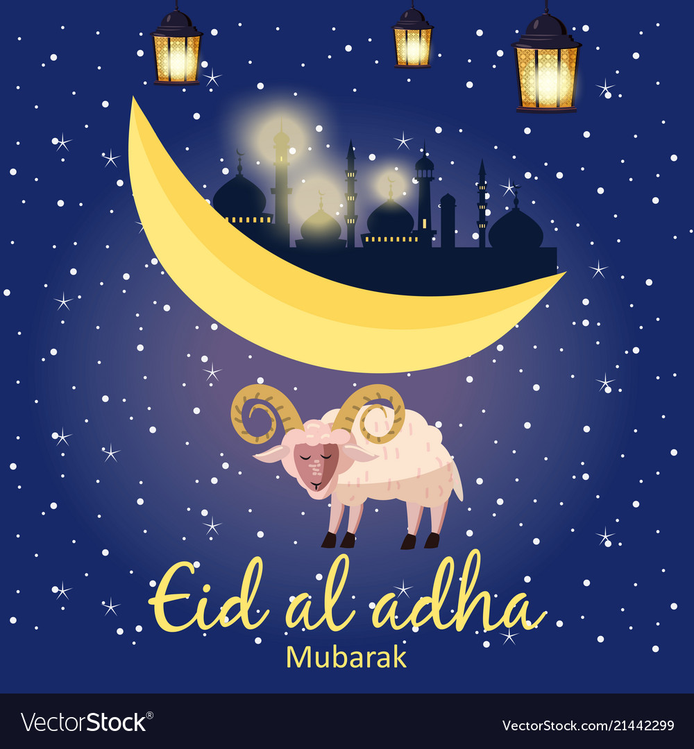 Muslim holiday eid al-adha the sacrifice a ram Vector Image