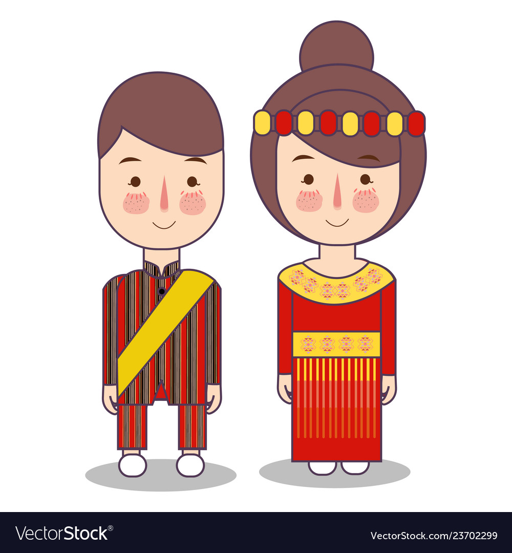 South Sulawesi Province Wedding Couple Cute Vector Image