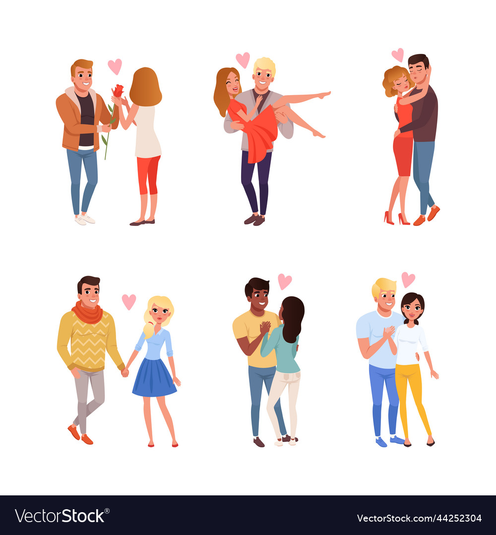 Loving couples of man and woman holding hands Vector Image