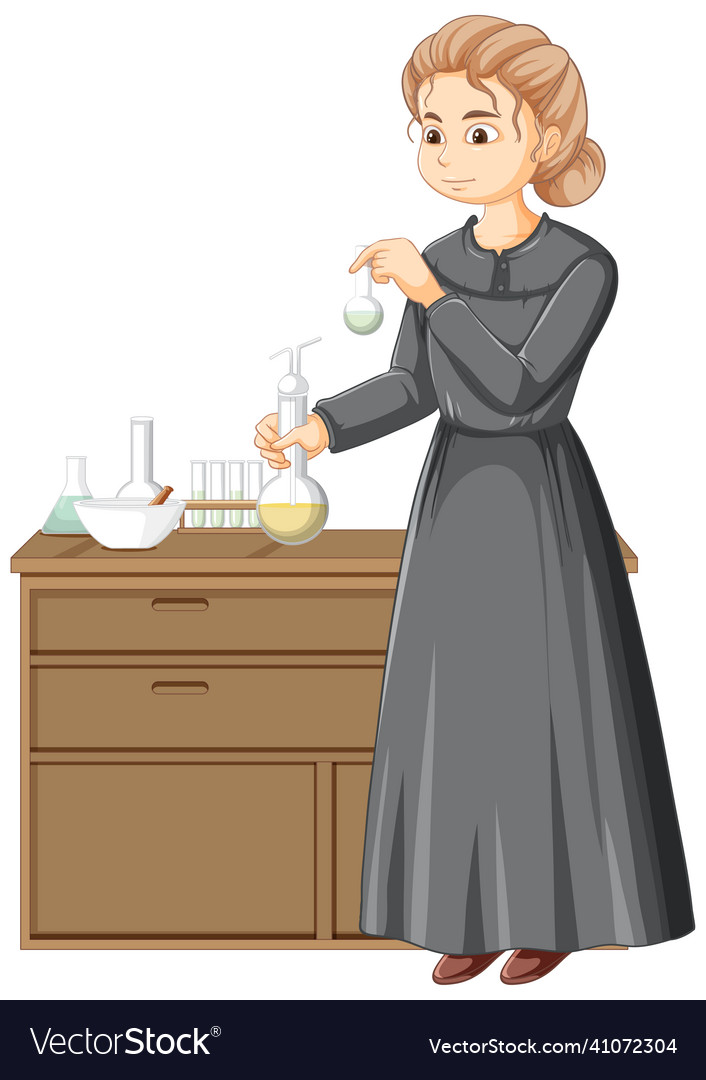 Marie curie cartoon character on white background Vector Image Marie curie cartoon character on white background Vector Image