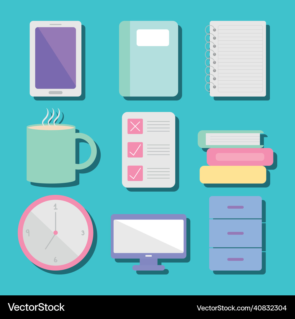 Office elements set Royalty Free Vector Image - VectorStock