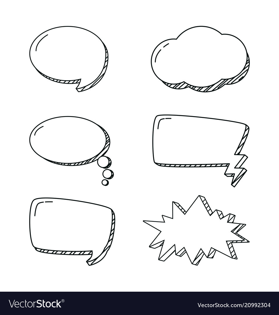 Set Chat Bubbles Hand Draw Royalty Free Vector Image