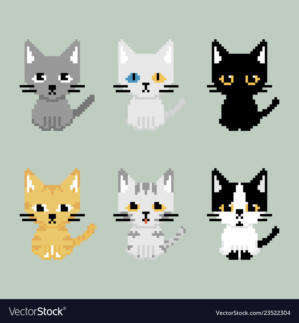 vector pixel art isolated cat girl Stock Vector Image & Art - Alamy