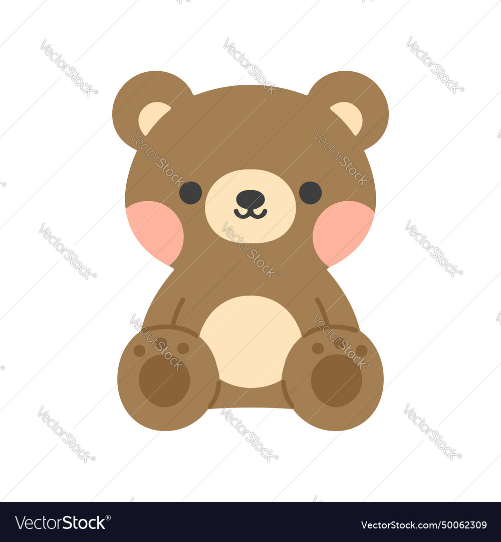 Cartoon cute bear brown flat Royalty Free Vector Image