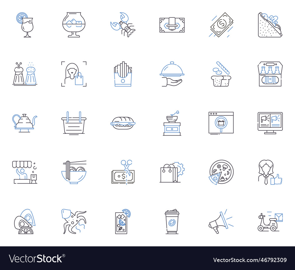 Convenience store line icons collection quick Vector Image