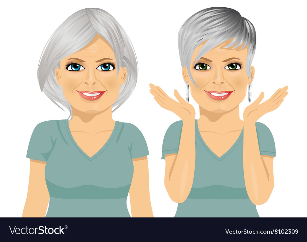 Mature woman with different hairstyles Royalty Free Vector