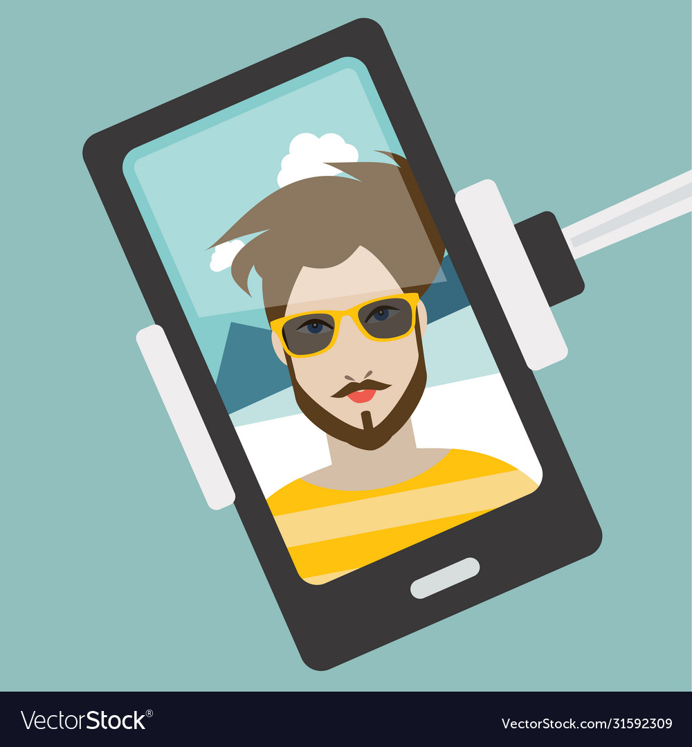 Photography selfie man Royalty Free Vector Image