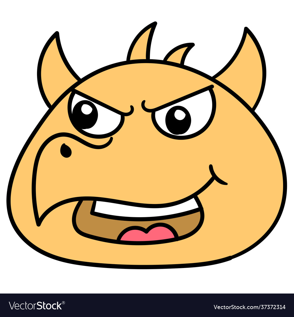 Animated head with yellow fierce face Royalty Free Vector