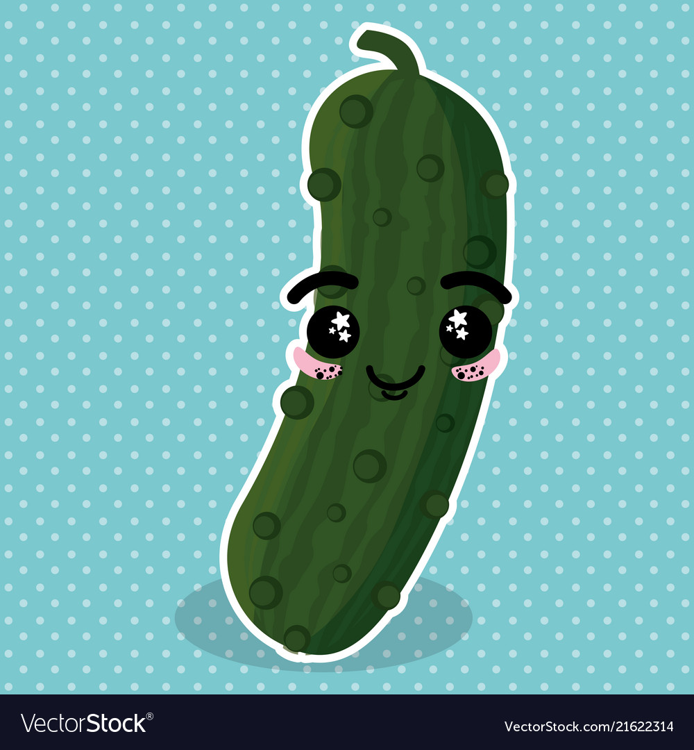 Fresh cucumber vegetable kawaii character Vector Image