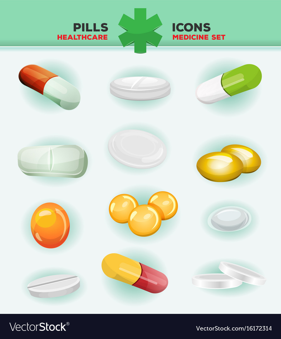 Pills capsules and medicine tablet icons Vector Image